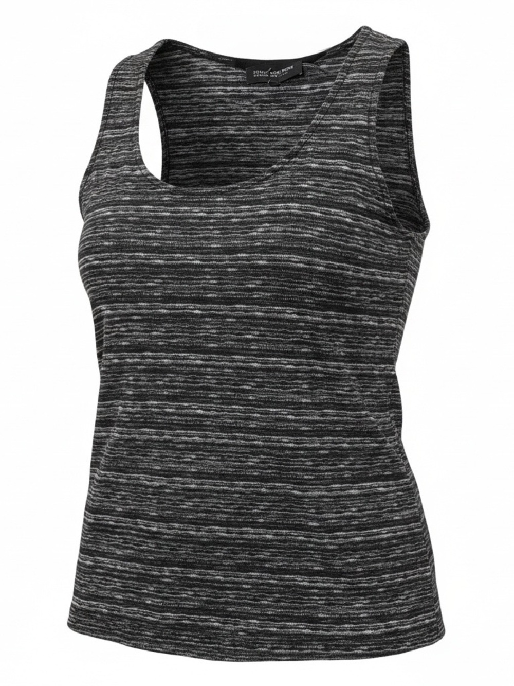 Jones New York Black and Gray Striped Scoop Neck Tank